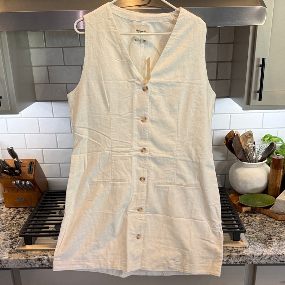 Abercrombie & Fitch Cream Button-Down Dress